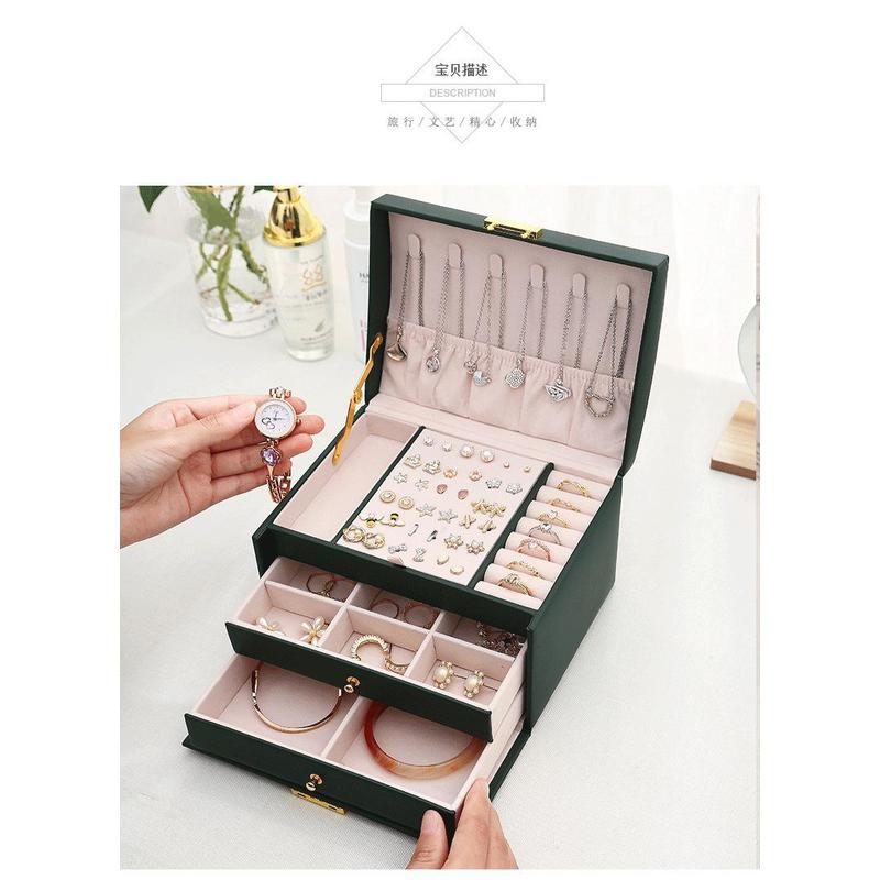 Boîte à bijoux en cuir PU à tr - Lockbox Key Secure avis et prix